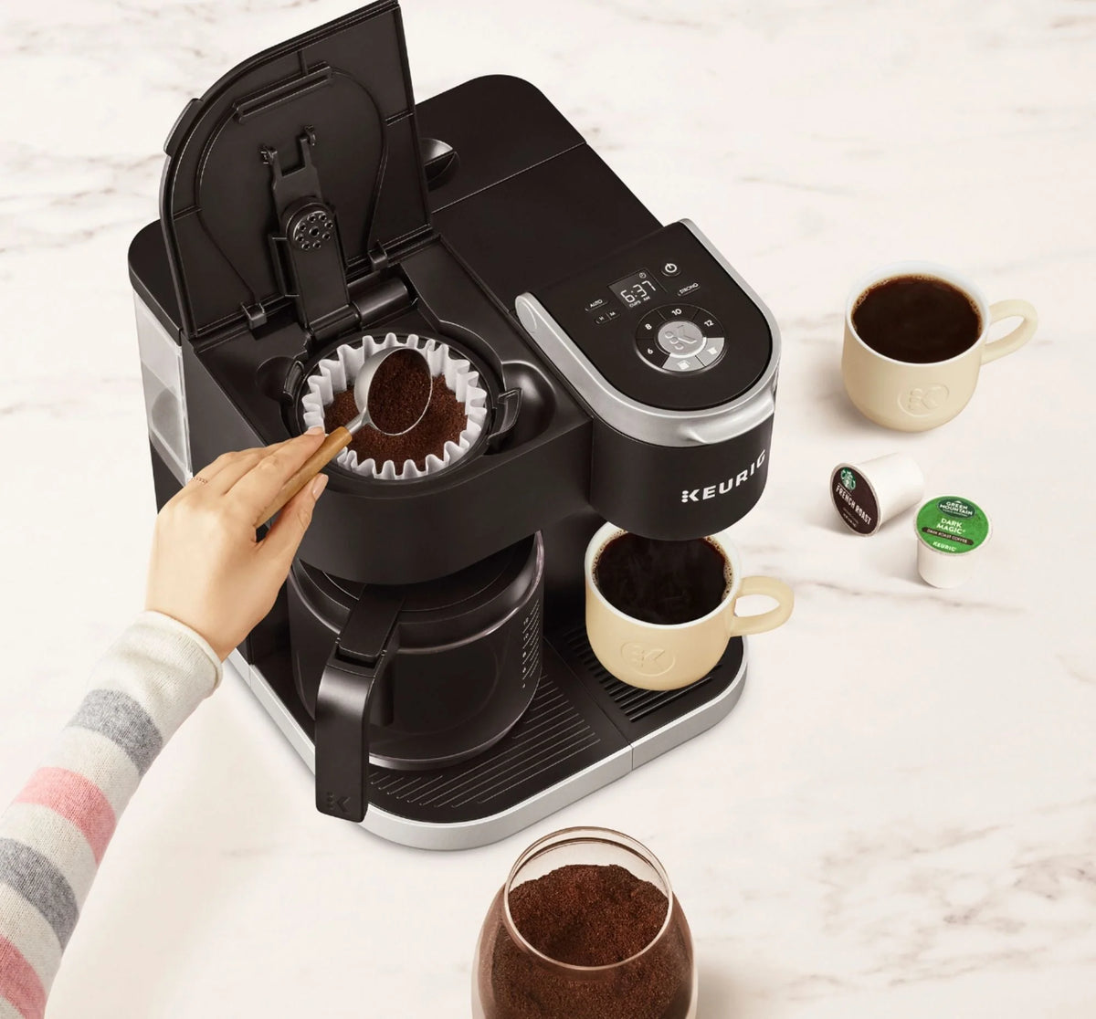 Keurig - K-Duo 12-Cup Coffee Maker and Single Serve K-Cup Brewer - Black