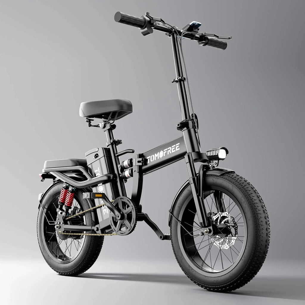 T1 Electric Bike for Adults 1200W Motor, 31MPH, 48V 20AH Folding E-Bike,16 * 3 Tire Mountain Snow Bike LED Display 330lbs Load Capacity - Tomofree Black