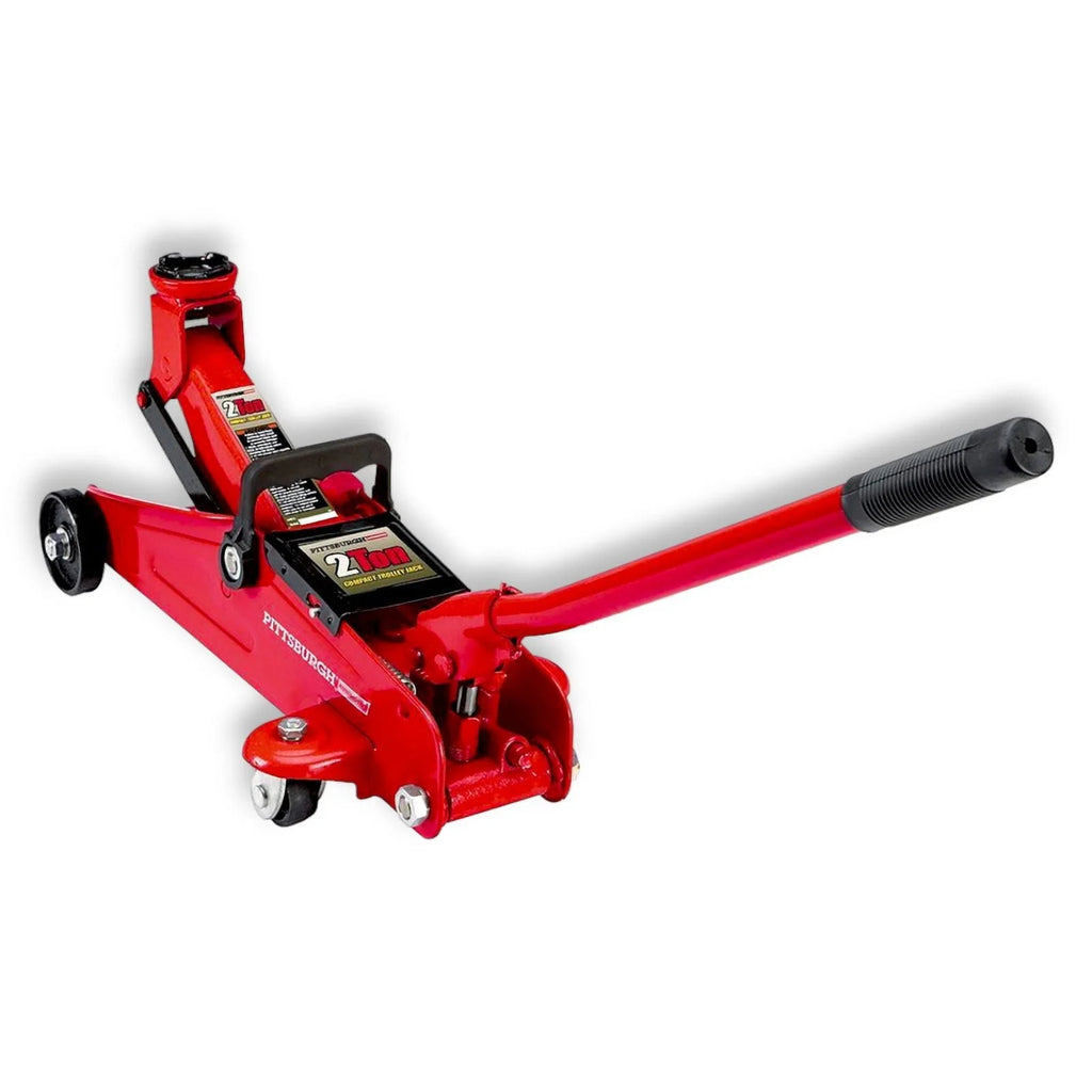 Low Profile Floor Jack 2 Ton Trolley Jack 4000LBS Capacity Heavy Steel Jack 5-3/8 to 13 Lifting, RED