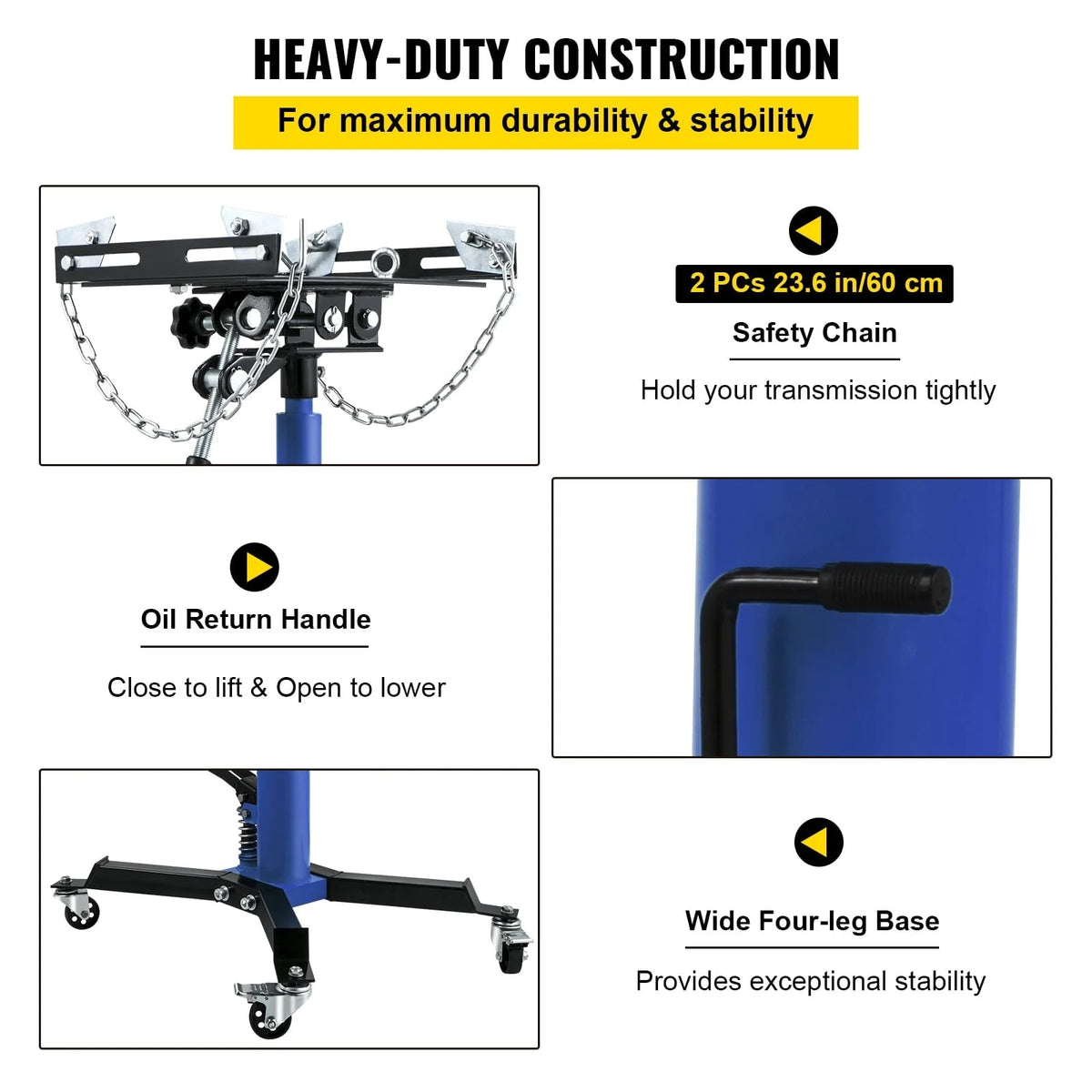 BENTISM Transmission Jack 1100 lbs 2-Stage Hydraulic High Lift Vertical Telescopic,Blue