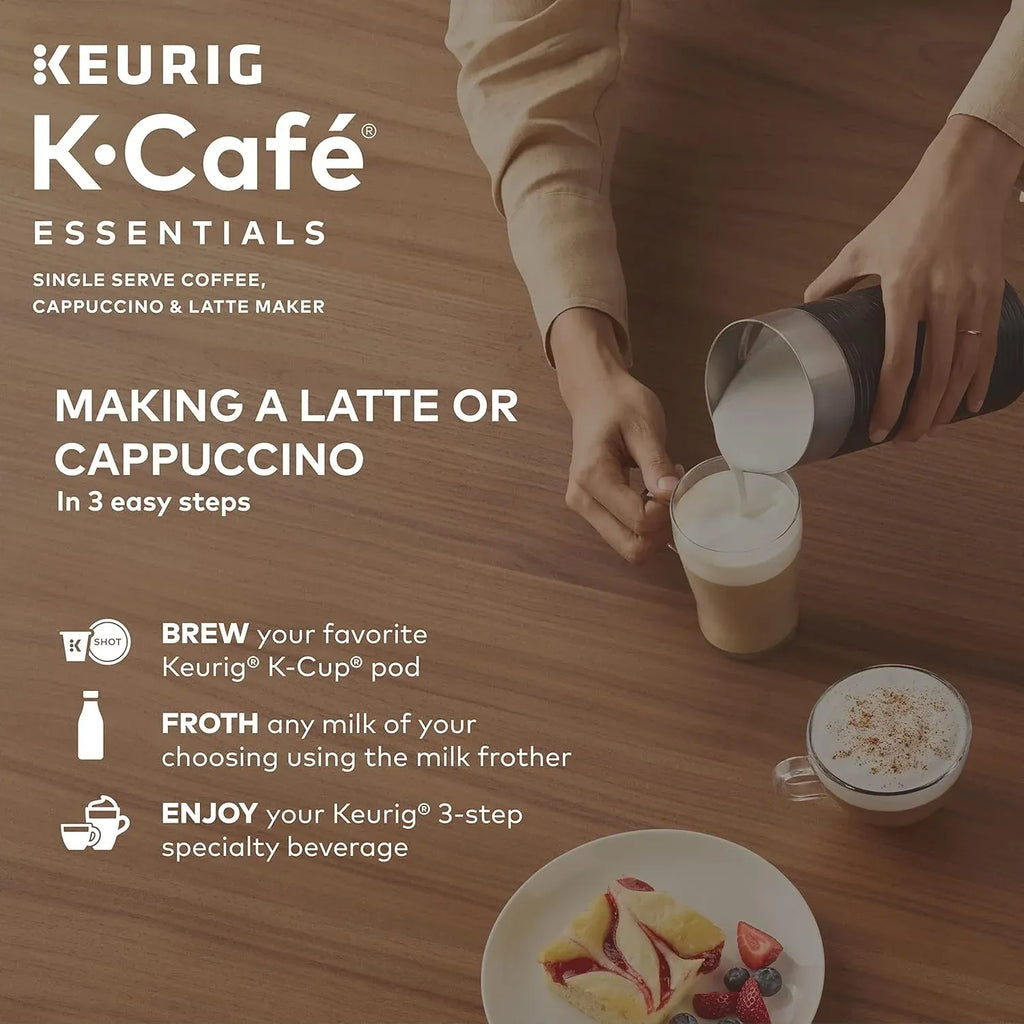 K-Cafe Essentials Single Serve K-Cup Pod Coffee, Latte and Cappuccino Maker, Black