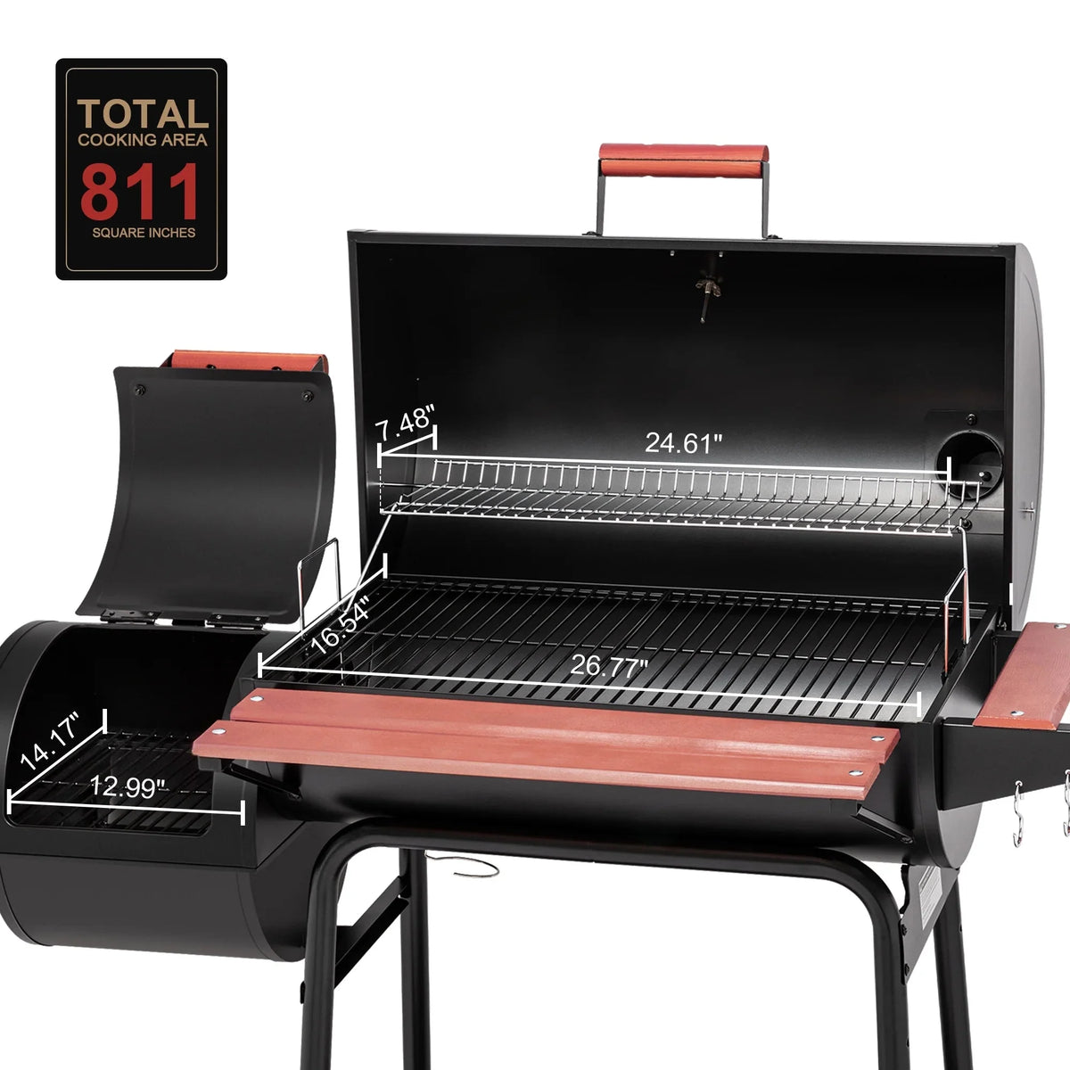 Royal Gourmet CC1830W 30 Barrel Charcoal Grill with Offset Smoker
