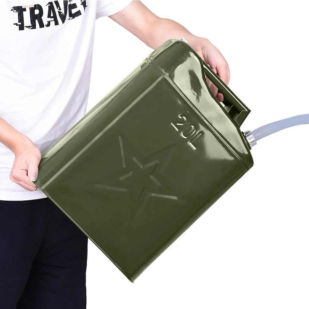 PMUYBHF Can 20L Liter (5 Gallon Gal) Backup Steel Tank F-uel Gasoline G-reen