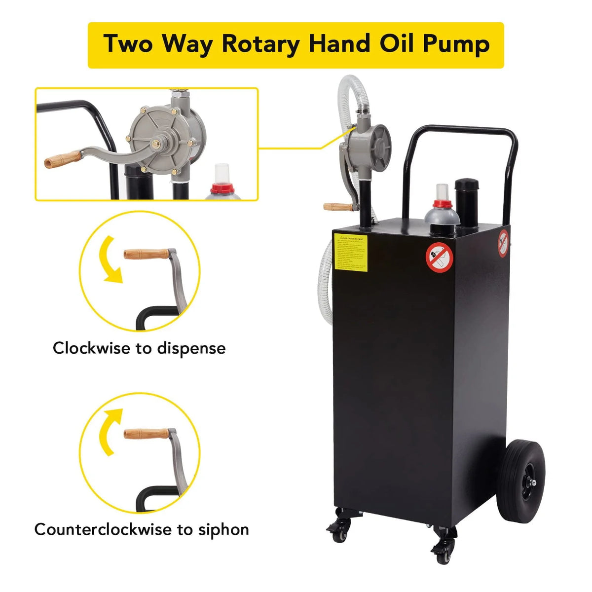 HA-EMORE 30 Gallon Portable Gas Caddy Fuel Storage Tank Gasoline Derv Fuel with 2 Wheels for Car,Boat, Motorcycle, Lawnmower, ATV