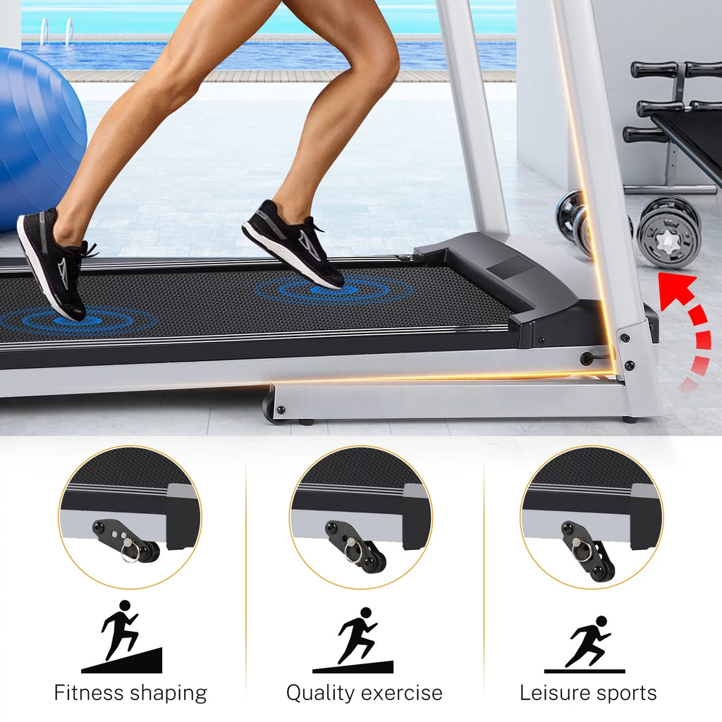 Home Treadmill--Treadmill with 10 HD TV Movie Touchscreen and 3D Virtual Sports Scene, Folding Treadmill with WiFi Connection, Speaker, Wide Belt, Youtube（Silver）