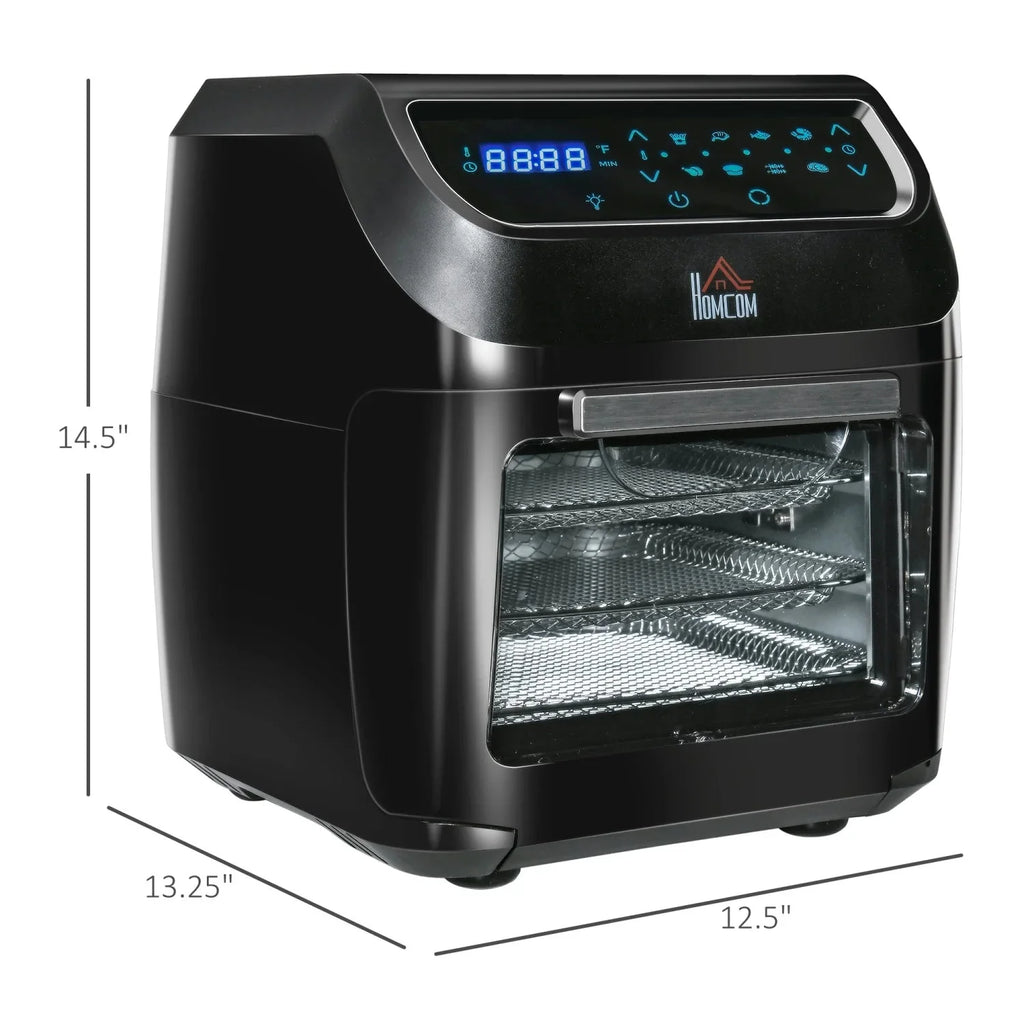 GFVCNIO 12 QT Air Fry Oven 8 In 1 Countertop Oven Combo with Air Fry Roast Broil Bake and Dehydrate 1700W with Accessories and LED Display Black
