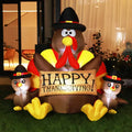 6ft Height Happy Thanksgiving Inflatable LED Lighted Turkey Family Blow up Outdoor Lawn Yard Decoration