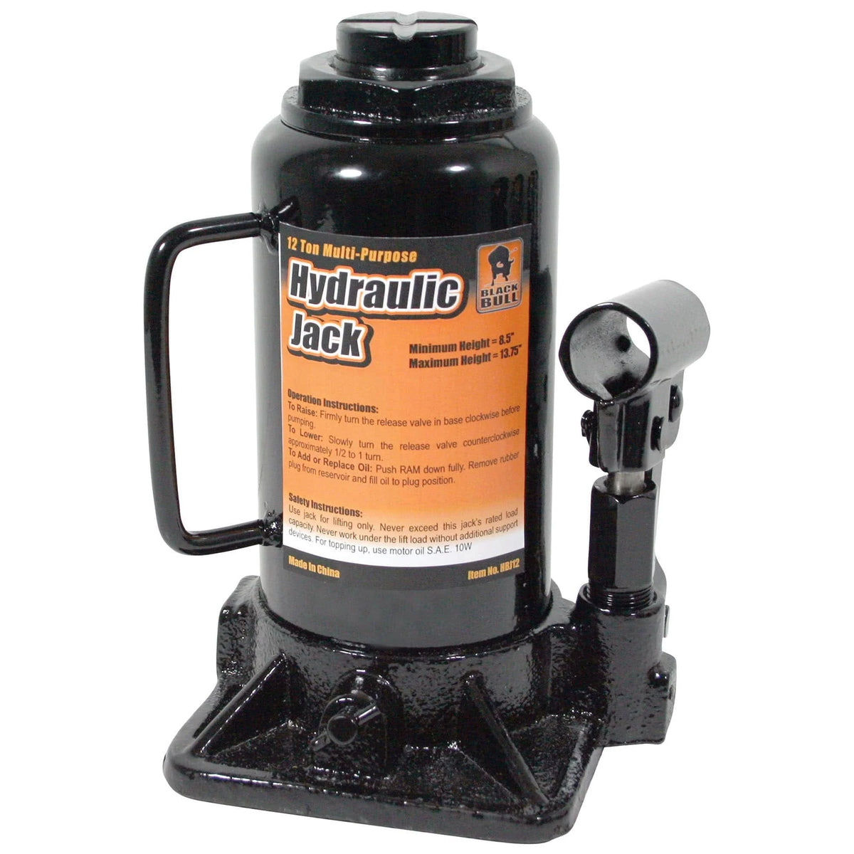 Black Bull Steel 12 Ton Hydraulic Bottle Jack