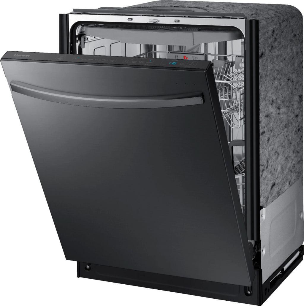 Samsung - StormWash 24 Top Control Built-In Dishwasher with AutoRelease Dry, 3rd Rack, 42 dBA - Black stainless steel