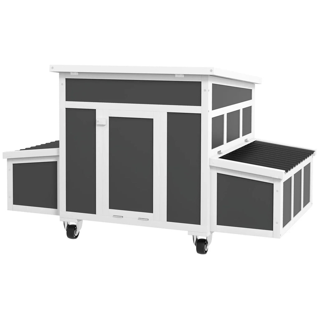 Wooden Chicken Coop with Nesting Box for 6 Chickens, Dark Gray