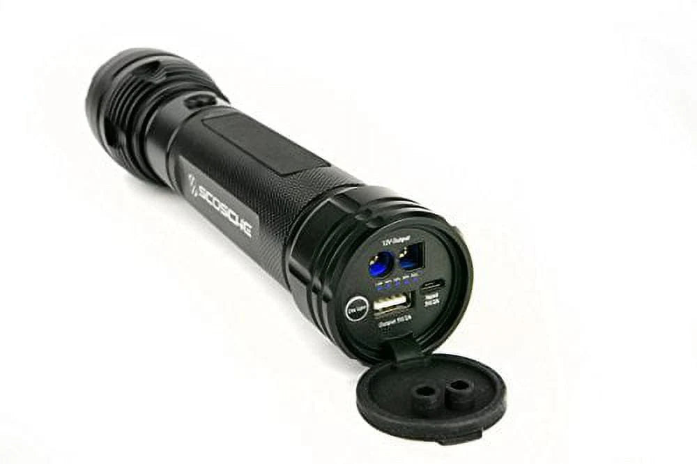SCOSCHE PBJF400 PowerUp 400 Torch Portable 1,000 Lumen Flashlight and Car Jump Starter with 5,100 mAh 400A Portable Battery with USB Port for use in 4 and 6-Cylinder Vehicles or Motorcycles
