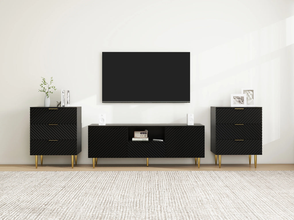GeeHome TV Stand with Solid Ion Feet, TV Console Table for Living Room, Bedroom