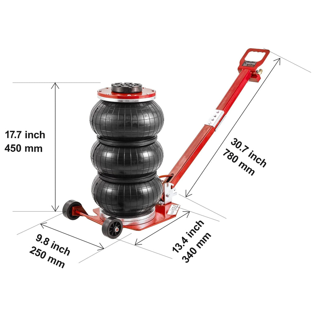 BENTISM Air Jack, 3 Ton/6600 lbs Triple Bag Air Jack, Airbag Jack with Six Steel Pipes, Lift up to 17.7 inch/450 mm, 3-5 s Fast Lifting Pneumatic Jack, with Adjustable Handles for Cars Repair