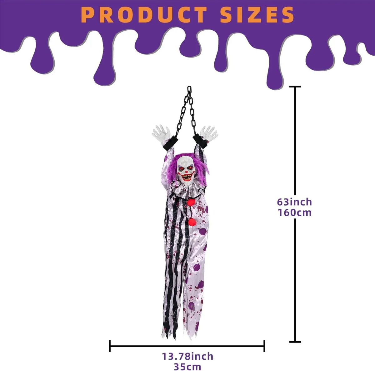 Halloween Decorations Outdoor and Indoor,Scary Halloween Animatronics Clown,Hang