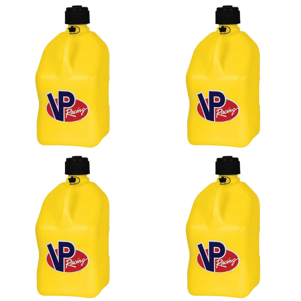 VP Racing Fuels Motorsport 5.5 Gallon Square Utility Jugs, Yellow (4 Pack)