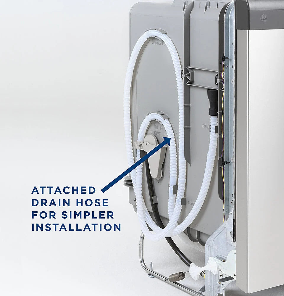 GE - Front Control Dishwasher with 60dBA - White