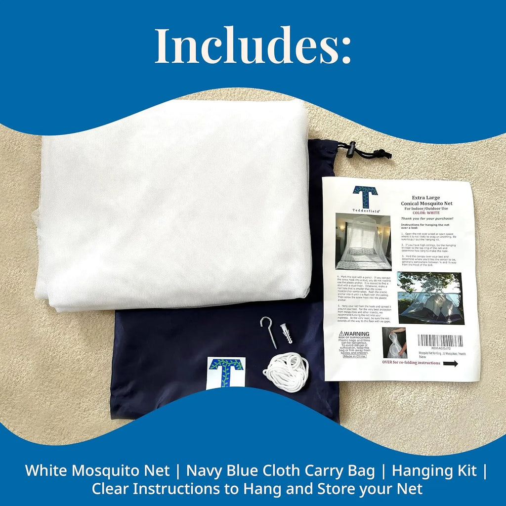 Mosquito Netting for Bed, Extra Large Mosquito Net Covers Single to California King Size Beds, Bug Net for Camping, Crib Canopy, Premium Quality for Indoor Outdoor Use and Travel