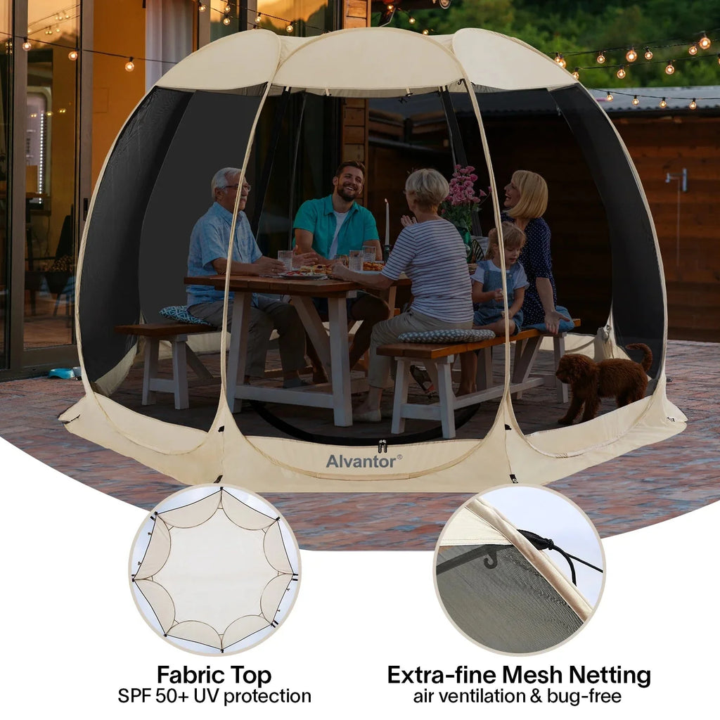 Alvantor Screen House Room Camping 12'x12' Beige Instant Canopy