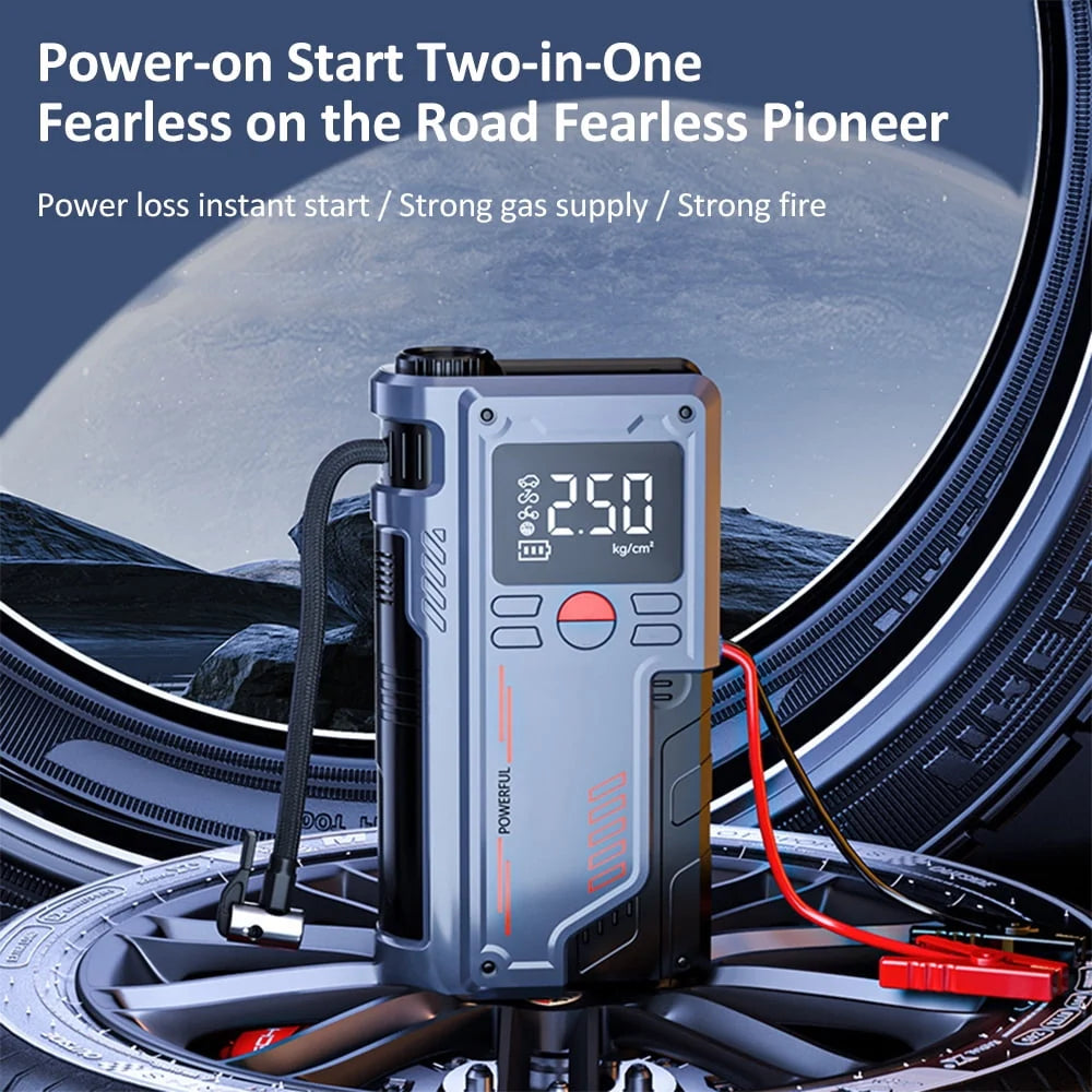 Dcenta Tire Inflator Car Emergency Jump Starter 1000A Peak 10000mAh Air Pump Battery Booster Device for 4.0L Gas/2.5L Diesel Engines