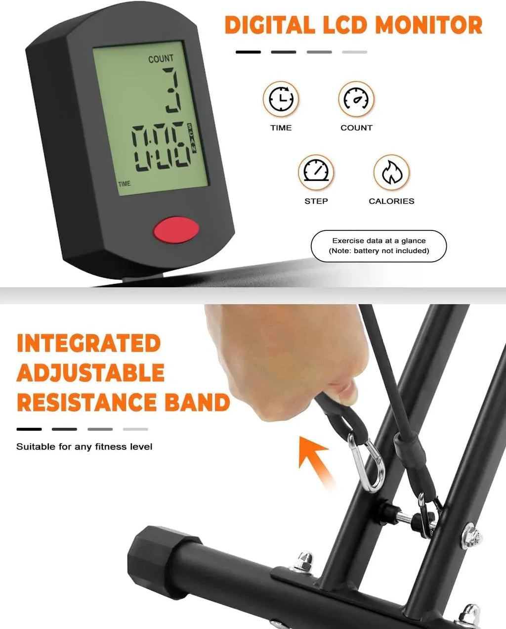 Machine with LCD Monitor, Exercise Equipment for Home 330 Lbs Squat Rowing Machine with Adjustable Resistance Home Workout Machine Leg Glute Trainer for Full Body