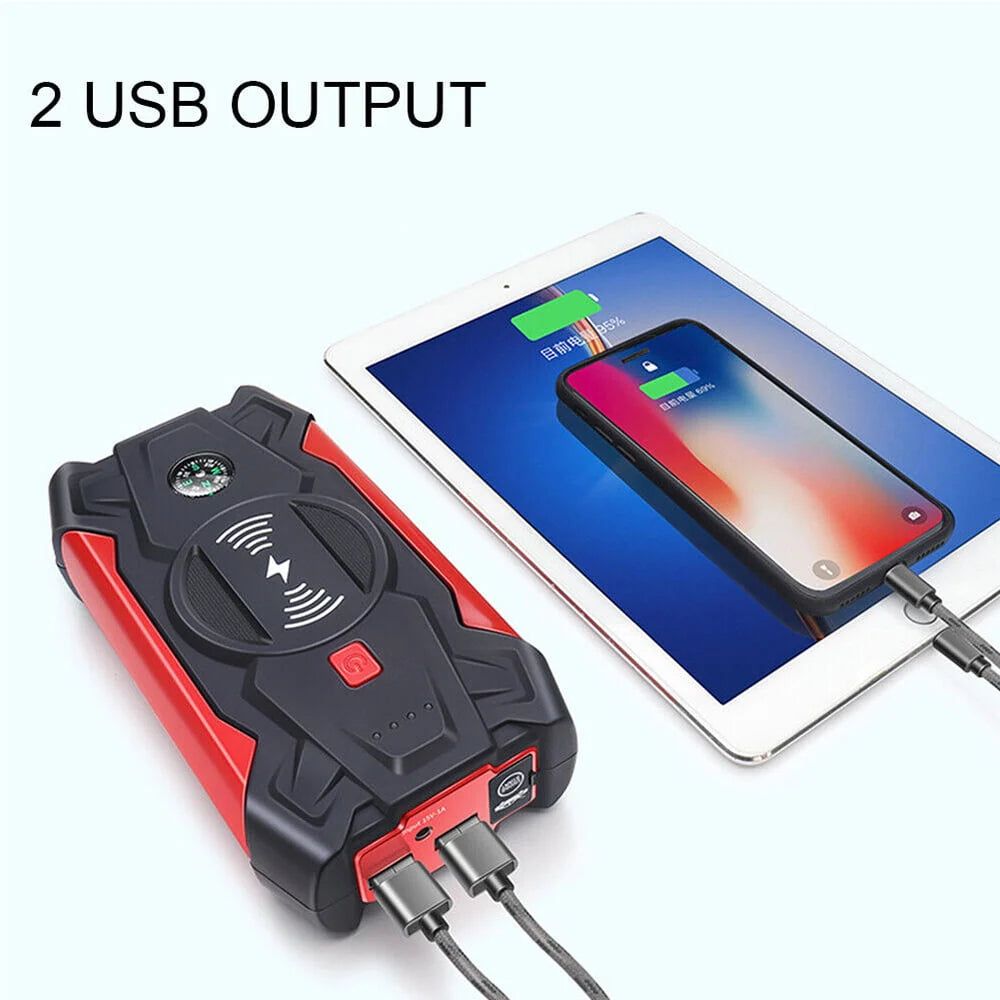 Xhy 39800mAh Car Jump Starter Portable Battery Pack Booster Jumper Box Emergency Start Wireless Charging Power Bank with LED Light