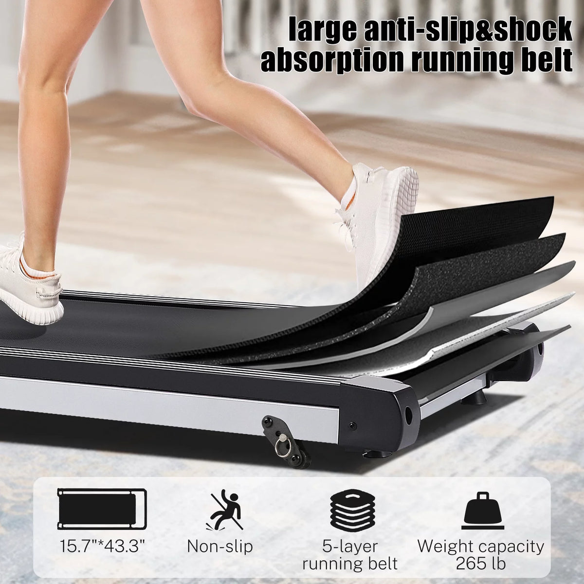 Home Treadmill--Treadmill with 10 HD TV Movie Touchscreen and 3D Virtual Sports Scene, Folding Treadmill with WiFi Connection, Speaker, Wide Belt, Youtube（Silver）
