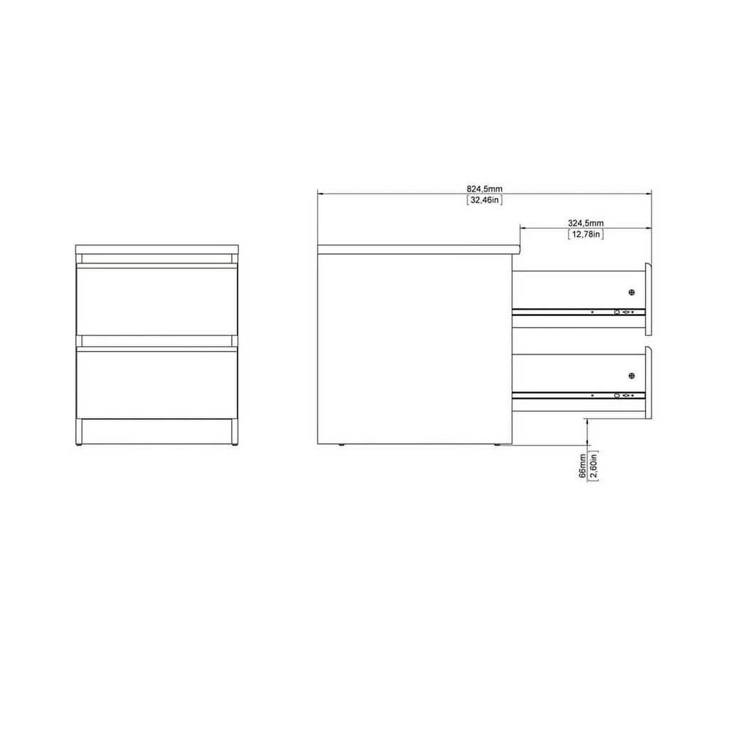 Home Square 2 Piece Furniture Set with Platform Full Bed and 2 Drawer Nightstand