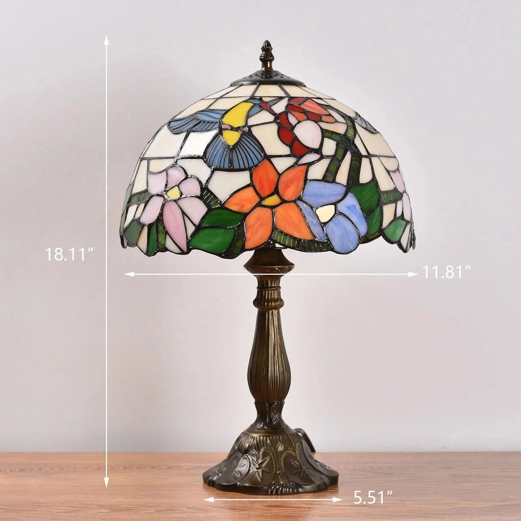 Tiffany Style Table Lamp Stained Glass Lamp Hummingbird Style Bedside Table Lamp Desk Reading Light 18 Tall Decor Bedroom Living Room Home Office