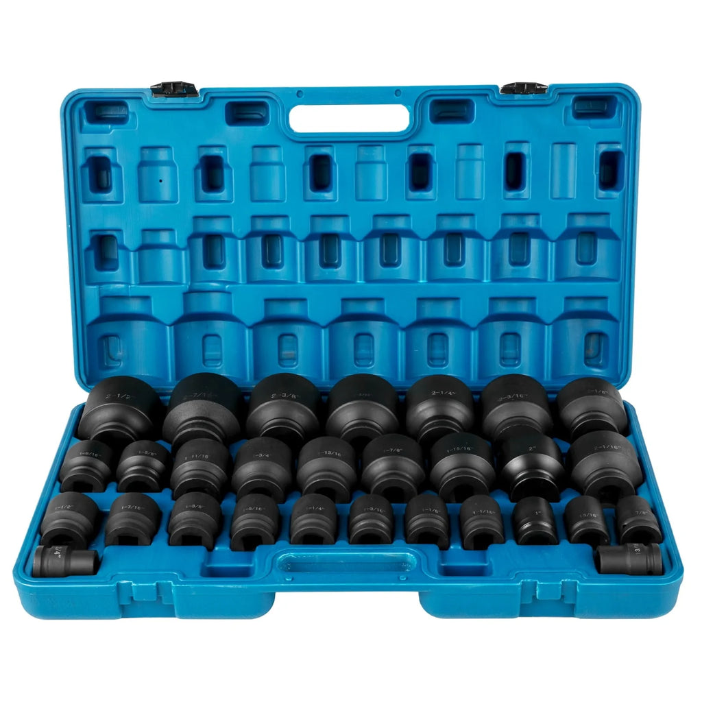VEVOR Impact Socket Set 3/4 inches 29 Piece Impact Sockets, 6-Point Sockets, Rugged Construction, CR-M0, 3/4inches Drive Socket Set Impact SAE 3/4 inch - 2-1/2 inch, with a Storage Cage