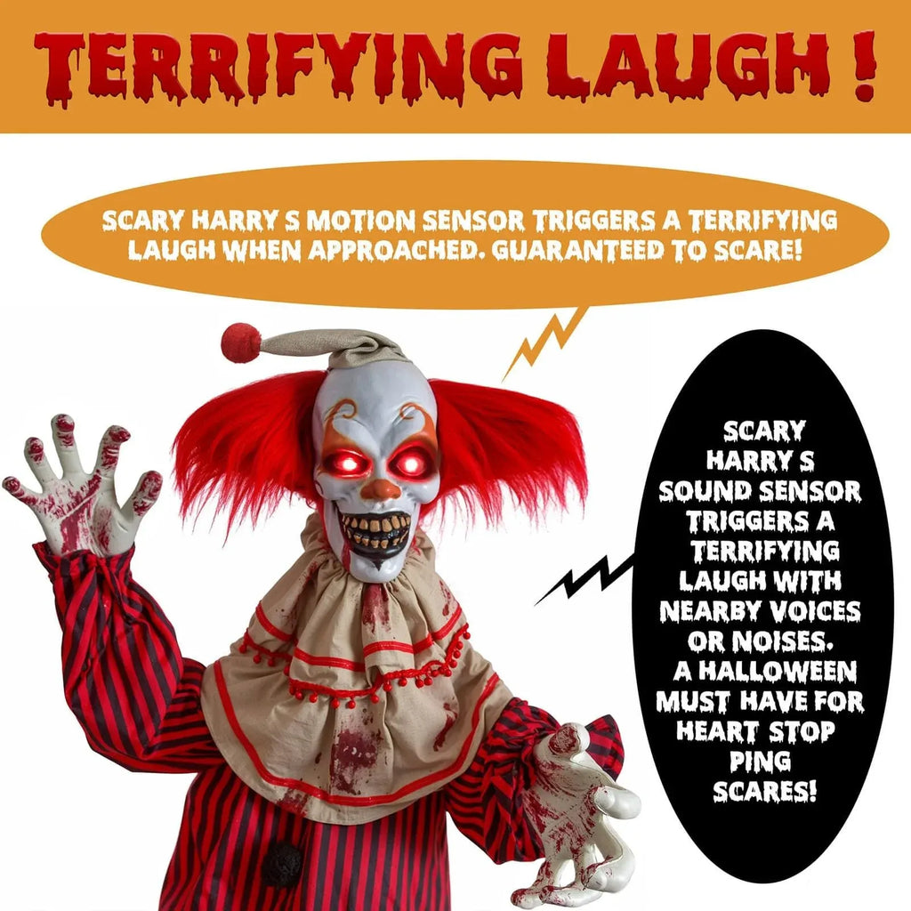 72 Halloween Decorations Outdoor - Standing Animatronic Clown with Red Light...