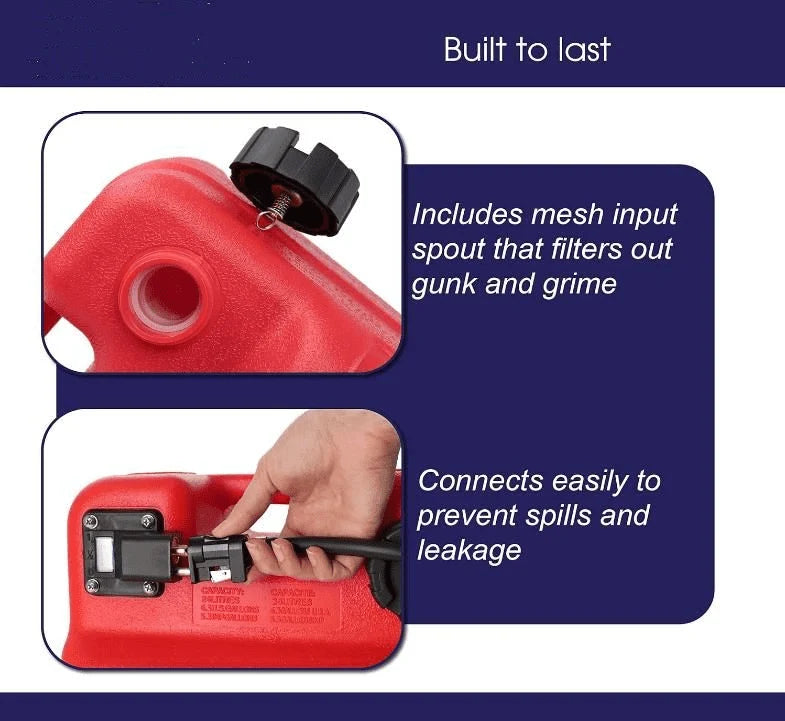 Vinso Boat Gas Tank Kit 6 Gallon - Portable Plastic Outboard Marine Boat Fuel Tank with Fill Hose