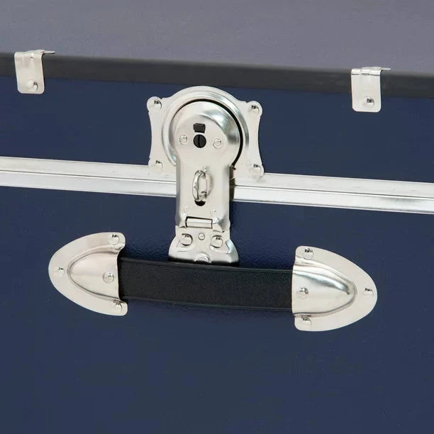 Seward Trunks Explorer 30 Trunk with Wheels， Wood Storage Trunk for Adults， Navy Blue