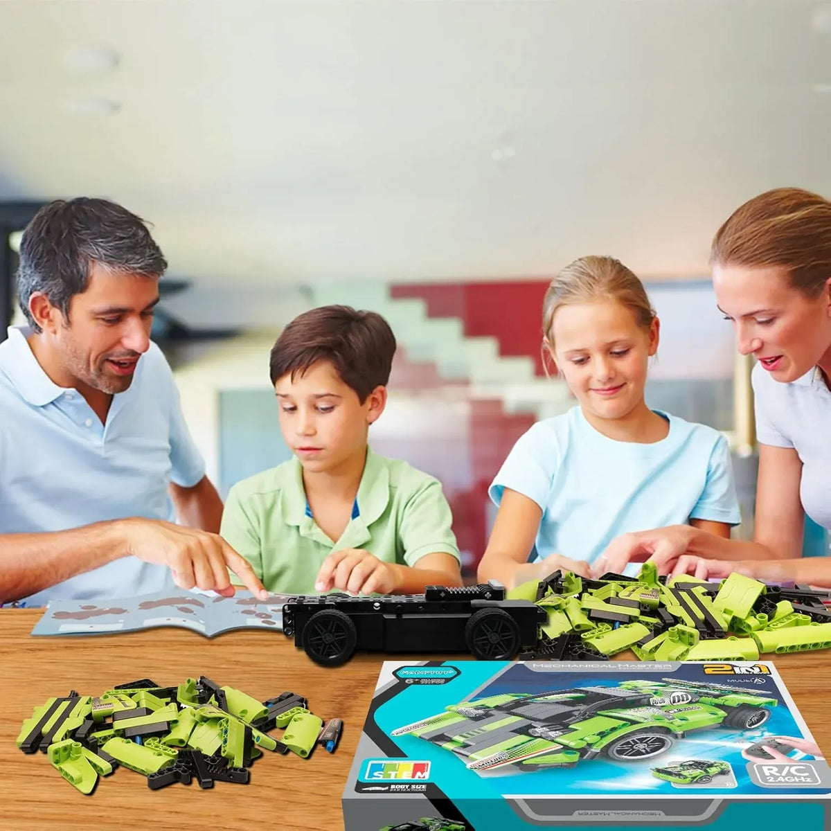Building Toys for Kids with 2-in-1 Remote Control Racer Snap Together Engineering Kits Early Learning Racecar Building Blocks - Best Gift for 6 7 8 9ï1⁄4Year Old Boys and Girls