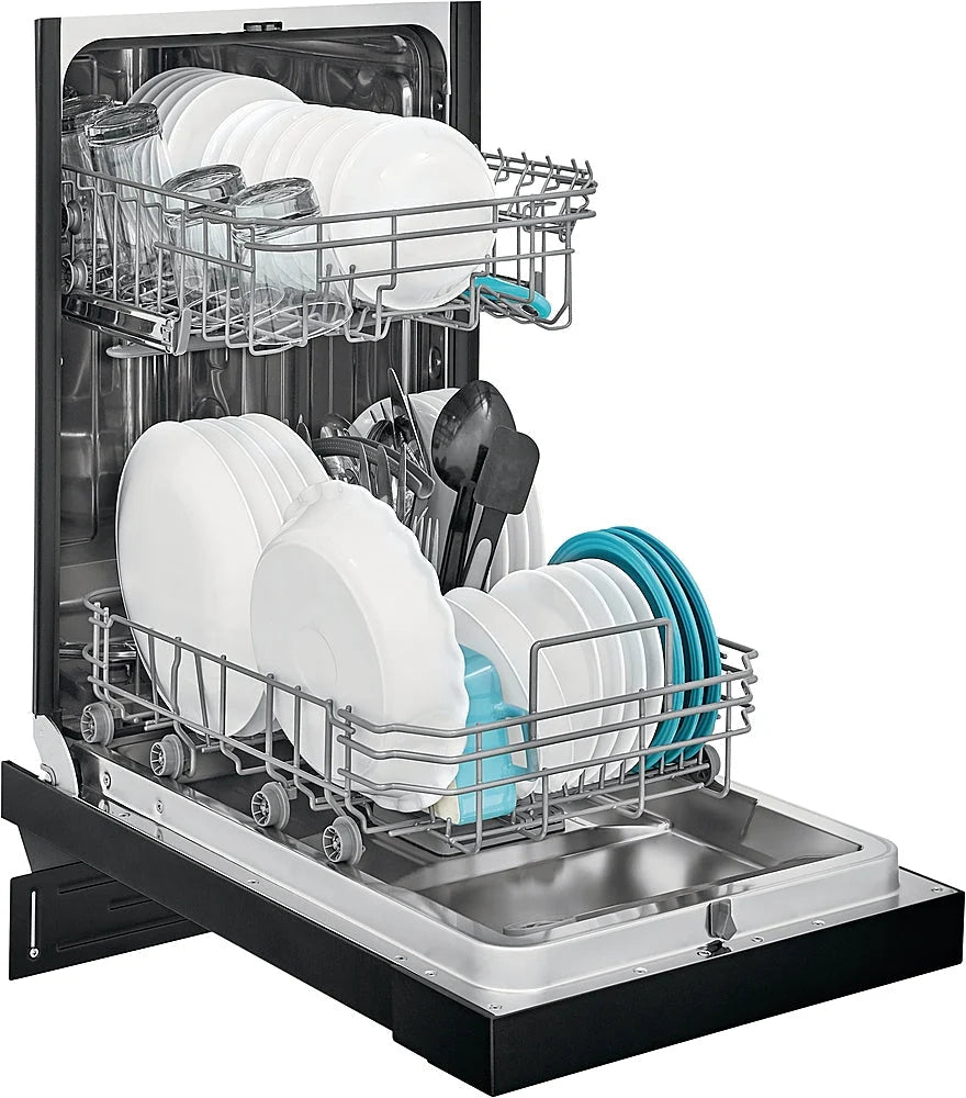 Frigidaire - 18 Compact Front Control Built-In Dishwasher with Stainless Steel Tub, 52 dBA - Black