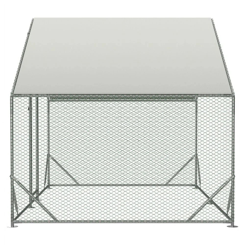 Large Metal Chicken Coop, Walk-in Chicken Run, Galvanized Wire Poultry Chicken Hen Pen Cage, Rabbits Duck Cages with Waterproof and Anti-Ultraviolet Cover for Outside(10' L x 6.6' W x 6.56' H)