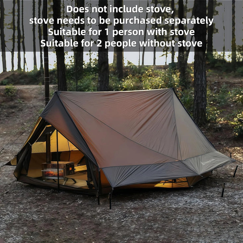 Hot Tent with Stove Jack â?4 Season Waterproof & Windproof Shelter for 1â? People, Lightweight for Camping, Hiking, Hunting & Fishing