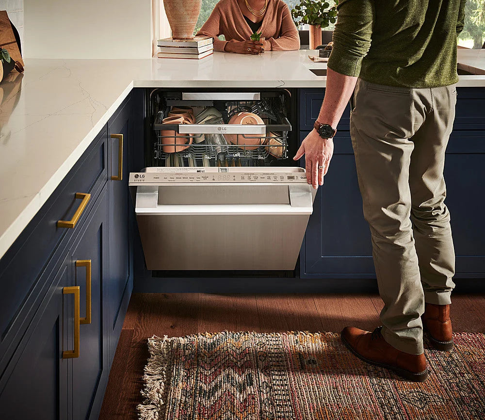 LG - STUDIO 24 Top Control Smart Built-In Stainless Steel Tub Dishwasher with 3rd Rack, QuadWash, True Steam and 40dBA - Stainless steel