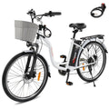 PEXMOR Electric Bike for Adults, 350W (Peak 500W) City Commuter Ebike 36V 12.5AH Removable Battery, 26 Cruiser Electric Bicycle Shimano 6-Speed | Dual Shock Absorber | Basket