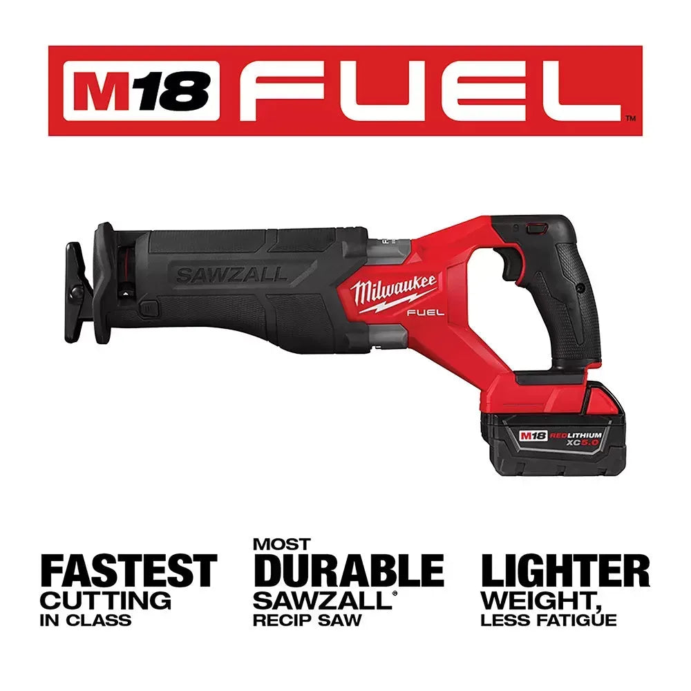 Milwaukee 2821-22 M18 FUEL 18V SAWZALL Cordless Reciprocating Saw Kit - 2/XC5.0