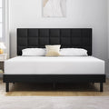 Molblly Full Bed Frame Upholstered Platform with Headboard and Strong Wooden Slats, Non-Slip and Noise-Free,No Box Spring Needed, Easy Assembly,Black