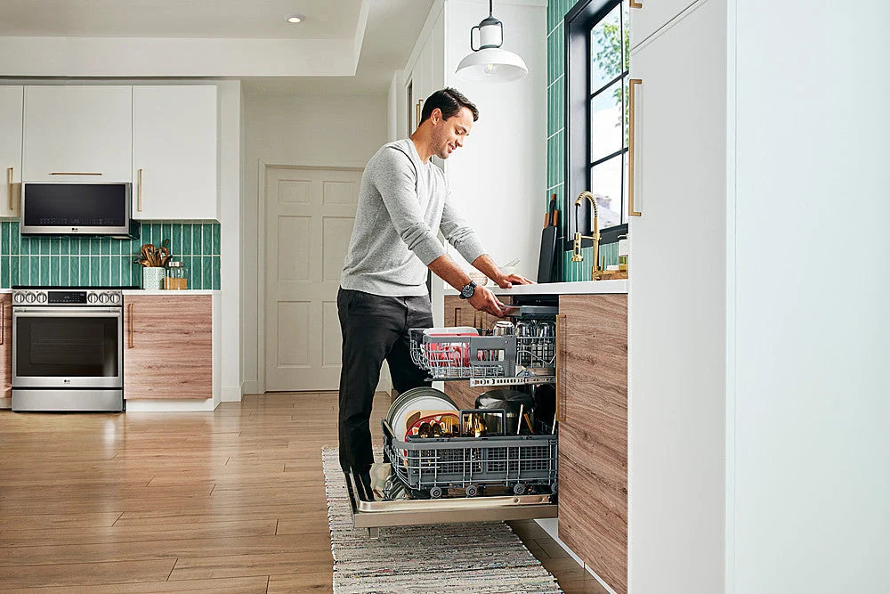LG - STUDIO 24 Top Control Smart Built-In Stainless Steel Tub Dishwasher with 3rd Rack, QuadWash, True Steam and 40dBA - Stainless steel