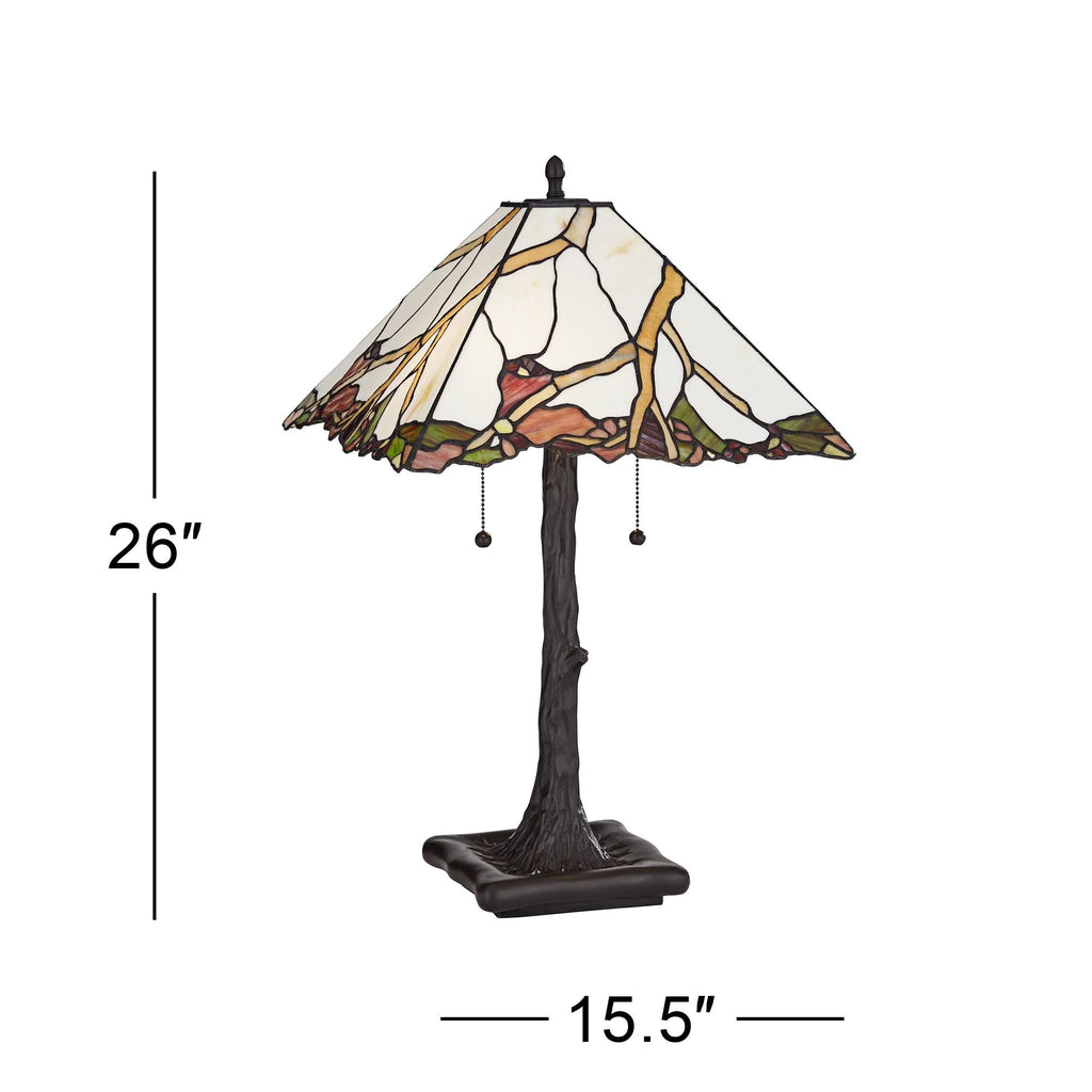 Robert Louis Tiffany Cherry Rustic Table Lamp 26 High Dark Bronze Cherry Blossom Stained Art Glass Shade for Bedroom Living Room Bedside Nightstand