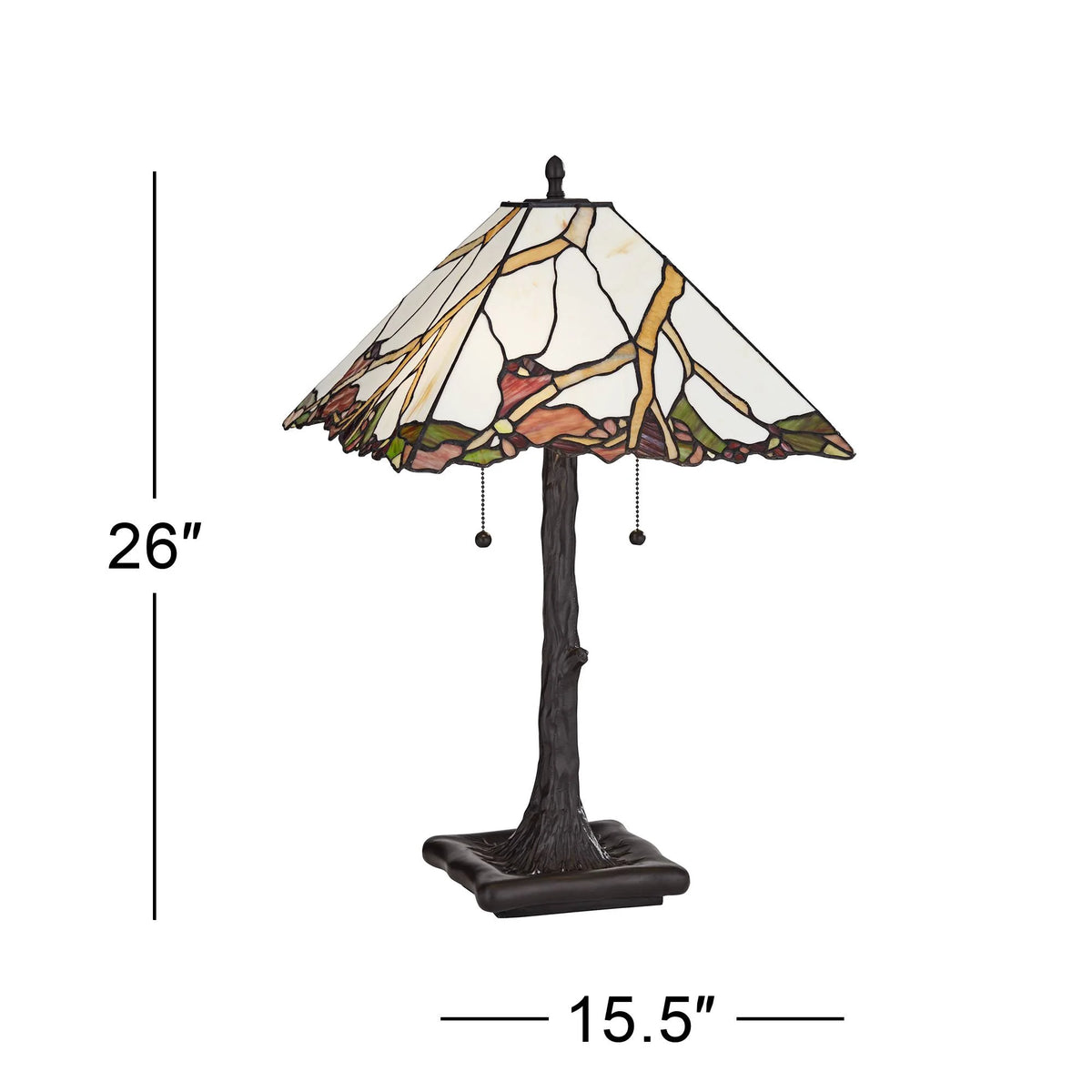 Robert Louis Tiffany Cherry Rustic Table Lamp 26 High Dark Bronze Cherry Blossom Stained Art Glass Shade for Bedroom Living Room Bedside Nightstand