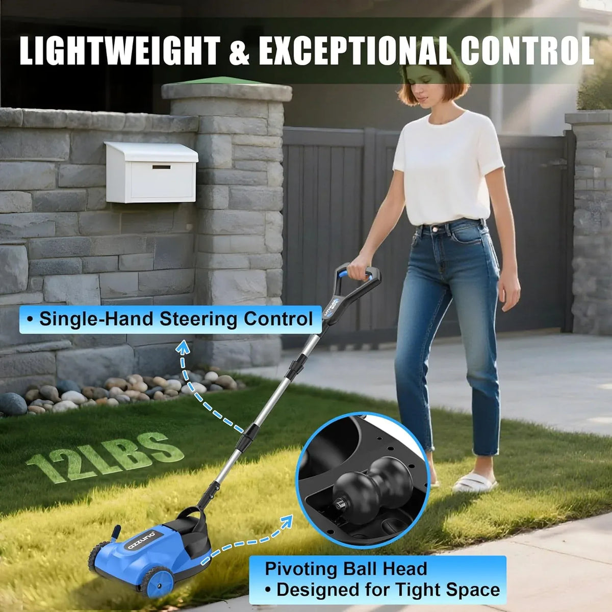 8.3 Electric Cordless Lawn Mower: 20V Push Brush Cutter with 3-Position Height Adjustment, Brushless Compact Walk Behind Weed Wacker Eater for Small Garden Yard, 4.0Ah Battery and Charger
