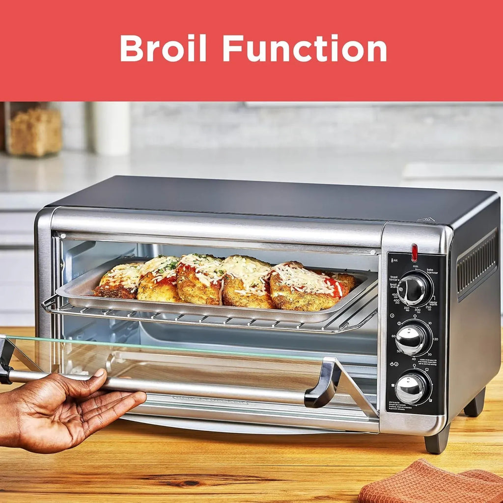 BLACK+DECKER 8-Slice Extra Wide Convection Toaster Oven, Fits 9x13 Oven Pans and 12 Pizza, Bake, Toast, Broil, and Keep Warm Functions, Countertop Compact Design with Stainless Steel Finish