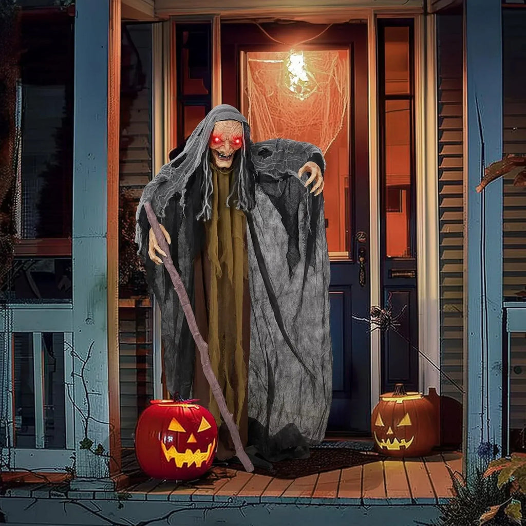 AW 7 Ft Scary Giant Large Animated Halloween Decorations Evil Monster Alien, Jack-O-Lantern Pumpkin Props, Horror Halloween Party Motion & Sound Activated Glowing Head AC 100V-240V Outdoor