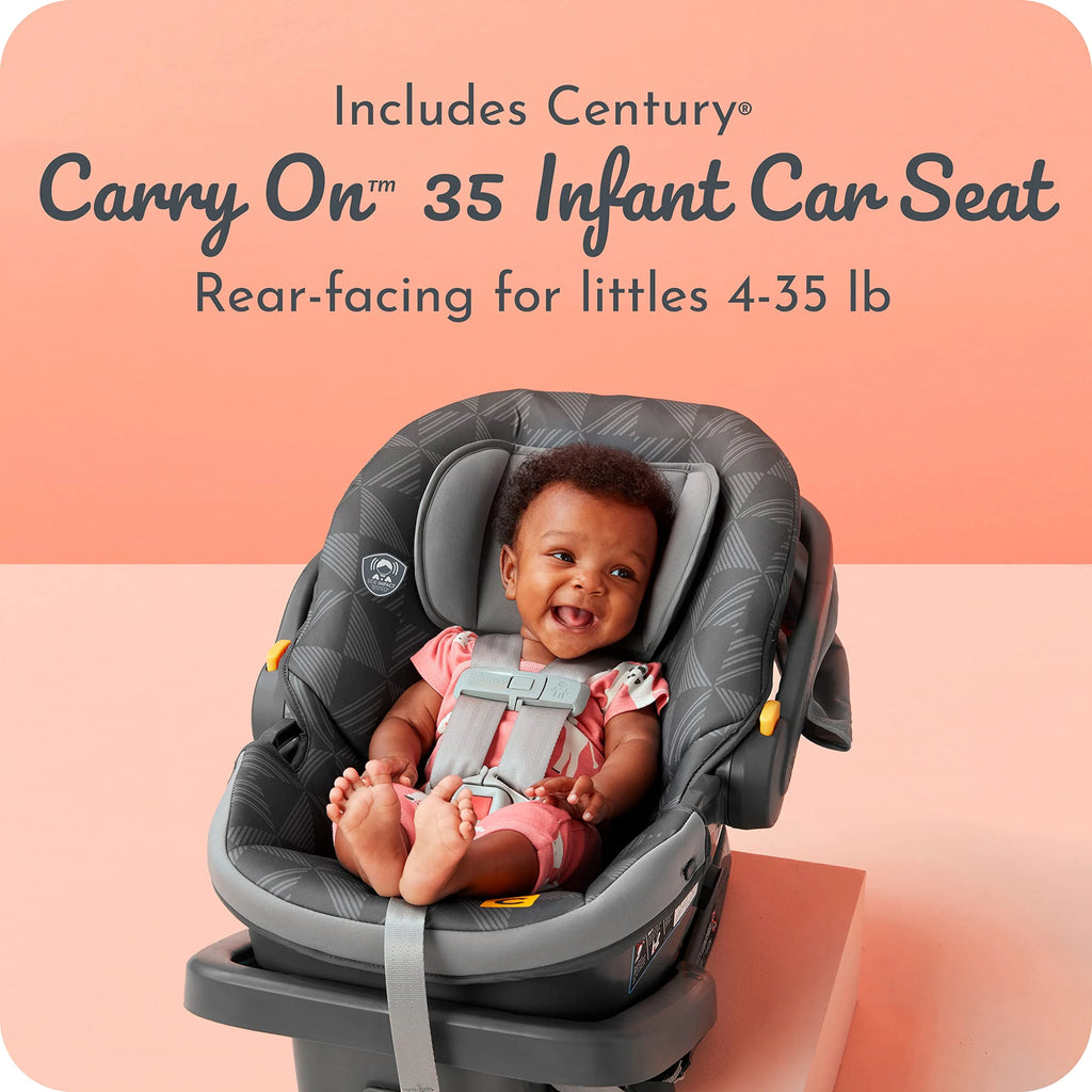 Century Stroll On 3-Wheel 2-in-1 Lightweight Travel System u2013 Infant Car Seat and Stroller Combo, Metro