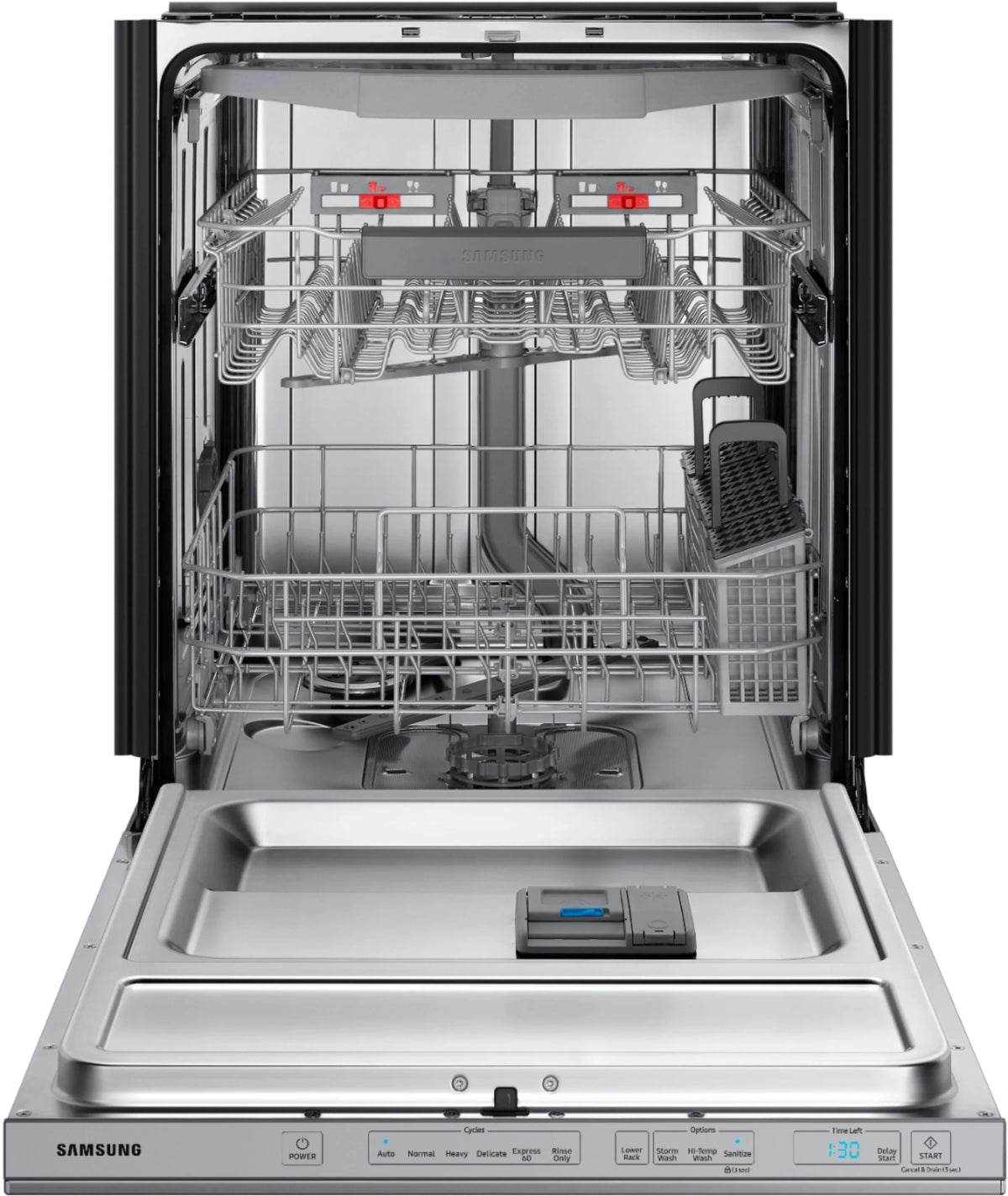 Samsung - StormWash 24 Top Control Built-In Dishwasher with AutoRelease Dry, 3rd Rack, 42 dBA - Stainless steel