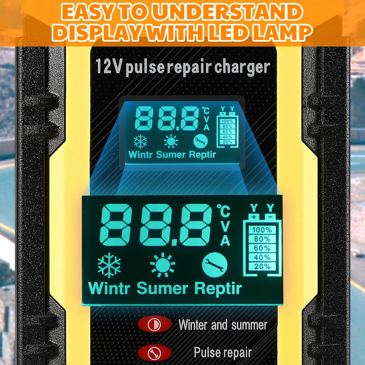 2pcs Car Battery Charger Automatic Smart Battery Maintainer with Digital Display Screen Pulse Repair Charger for SUV Car Lawn Mower Motorcycle Boat (UK Plug)