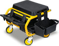 Rolling Mechanic Stool With Wheels, Garage Work Chair for Mechanics, Car Detailing, Heavy Duty (330 LBS Max Load Capacity)